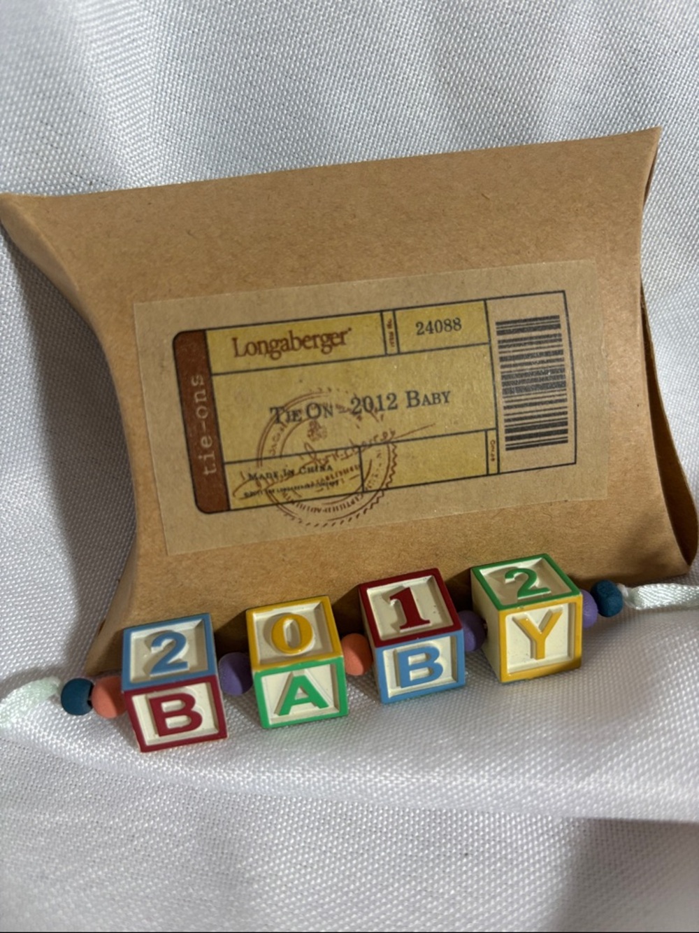Longaberger 2012 Baby Block Tie-on - Blue, Yellow, Red, Green, Cream